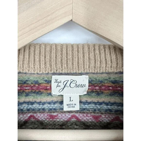 J Crew Knits Fair Isle Sweater in Lambs Wool Blend Men's Size Large AF188 - Picture 2 of 5